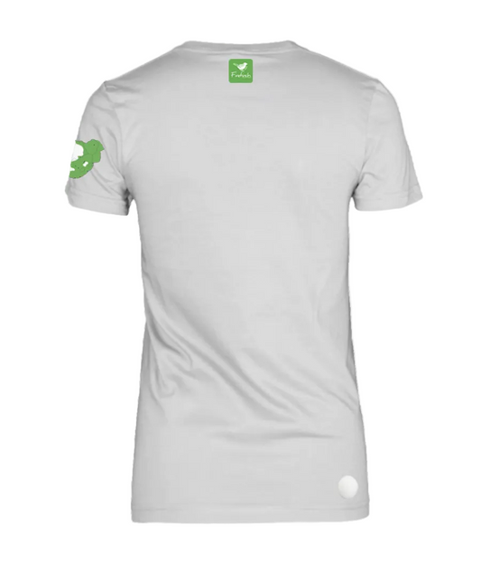 A white short-sleeve t-shirt shown from the back.
