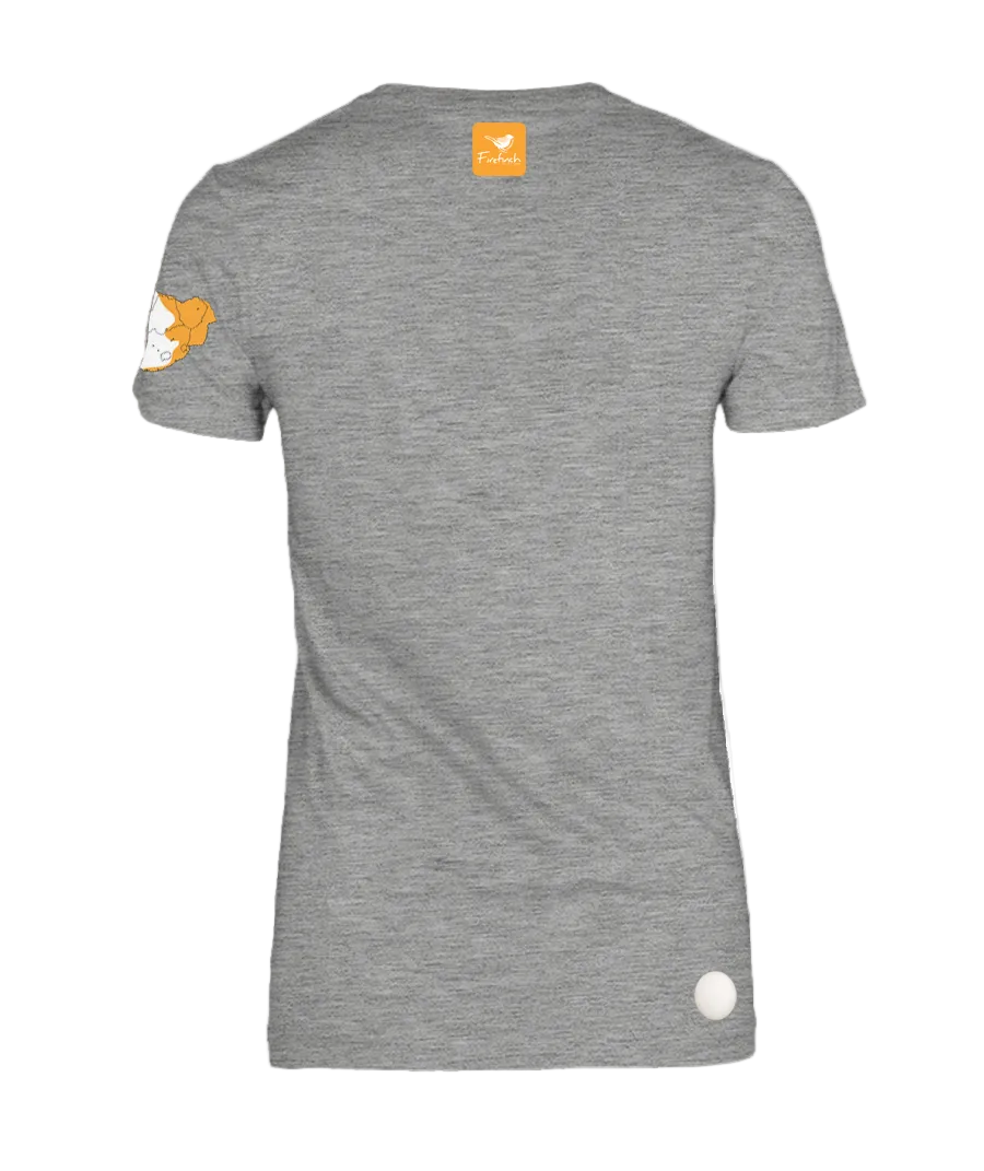 A grey melange short-sleeve t-shirt shown from the back.