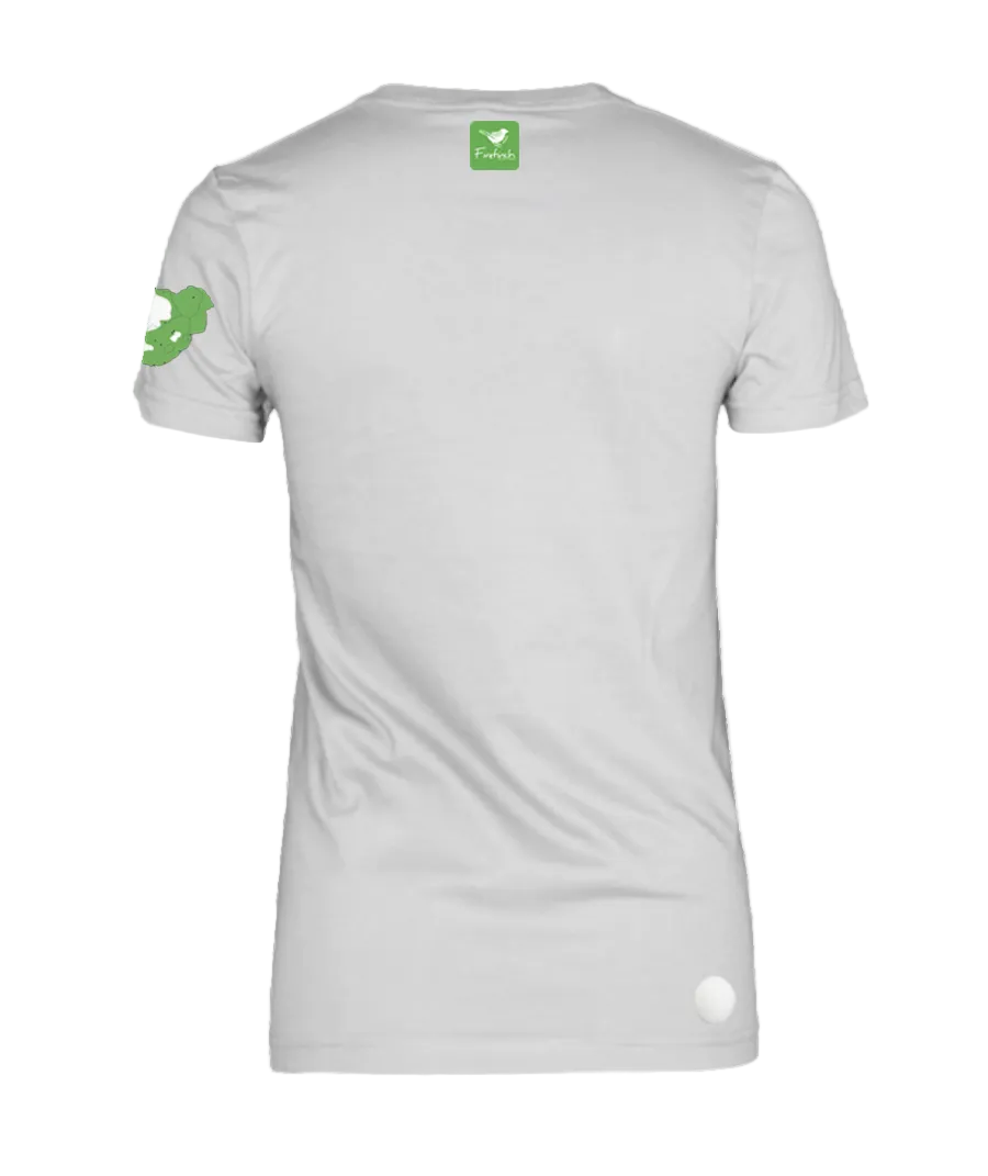A white short-sleeve t-shirt shown from the back.